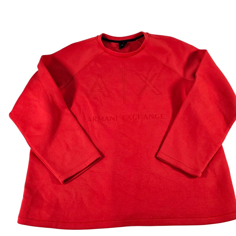 Armani Exchange Mens Red Embossed Logo Raglan Sweatshirt XL 3GZM95 ZJ2CZ